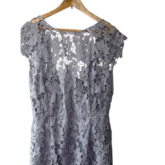 Paper Dolls Scalloped Edge Open Back Lilac Purple Lace Knee Length Dress Sz 12 - Picture 2 of 11